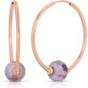 Amethyst Lyra Ball Hoop Earrings in 9ct Rose Gold