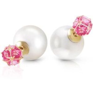 Pearl & Pink Topaz Leah Detailed Stud Earrings in 9ct Gold