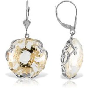 White Topaz Maeve Ornate Chequer Drop Earrings in 9ct White Gold