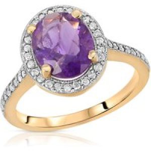 Amethyst & Diamond Eve Statement Halo Ring in 18ct Gold