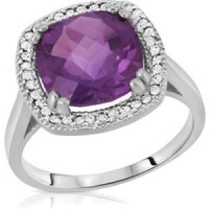 Amethyst & Diamond Imogen Statement Halo Ring in 18ct White Gold