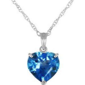 Blue Topaz Eloise Understated Heart Pendant Necklace in 9ct White Gold