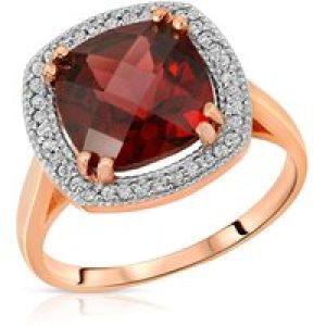 Garnet & Diamond Imogen Statement Halo Ring in 18ct Rose Gold