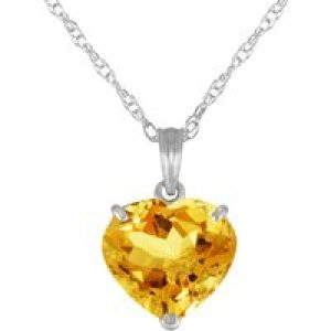 Citrine Eloise Understated Heart Pendant Necklace in 9ct White Gold