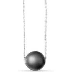 Black Pearl Isla Chunky Pendant Necklace in 9ct White Gold
