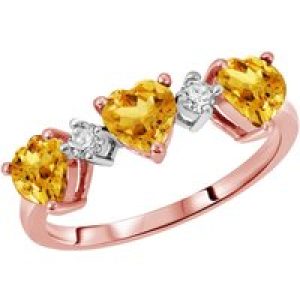 Citrine & Diamond Victoria Trio Heart Ring in 18ct Rose Gold