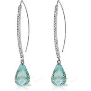 Blue Topaz & Diamond Regina Embellished Drop Earrings in 9ct White Gold