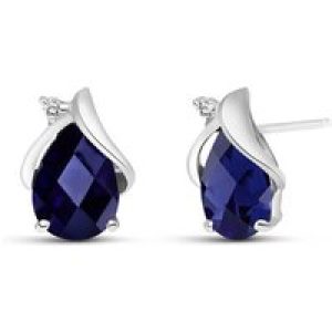 Sapphire & Diamond Bethany Encased Stud Earrings in 9ct White Gold