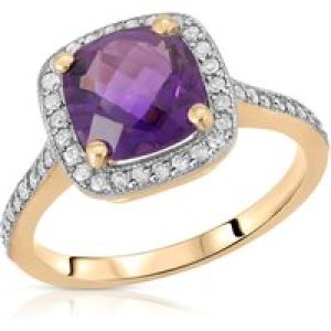 Amethyst & Diamond Lilla Statement Halo Ring in 18ct Gold