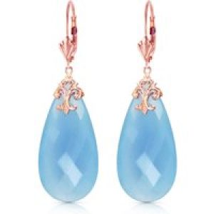 Blue Chalcedony Susannah Signature Filigree Drop Earrings in 9ct Rose Gold