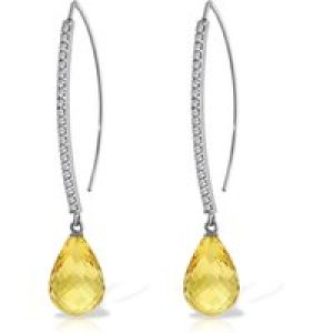 Citrine & Diamond Regina Embellished Drop Earrings in 9ct White Gold