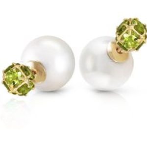 Pearl & Peridot Leah Detailed Stud Earrings in 9ct Gold