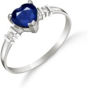 Sapphire & Diamond Adelia Classic Heart Ring in 18ct White Gold