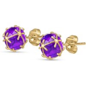 Amethyst Loretta Detailed Stud Earrings in 9ct Gold