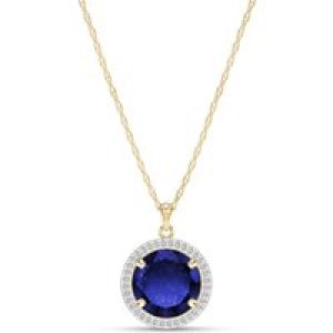 Sapphire & Diamond Octavia Halo Pendant Necklace in 9ct Gold