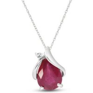 Ruby & Diamond Bethany Encased Pendant Necklace in 9ct White Gold