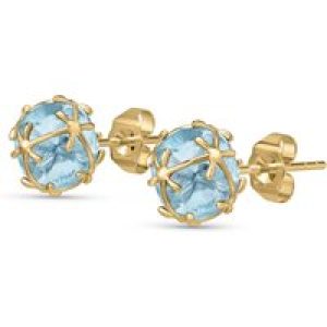 Aquamarine Loretta Detailed Stud Earrings in 9ct Gold
