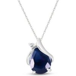 Sapphire & Diamond Bethany Encased Pendant Necklace in 9ct White Gold