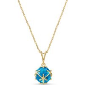 Blue Topaz Loretta Detailed Pendant Necklace in 9ct Gold