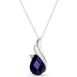 Sapphire & Diamond Veronica Pendant Necklace in 9ct White Gold