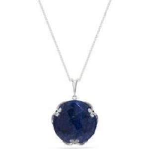 Sapphire Beatrix Round Chequer Pendant Necklace in 9ct White Gold