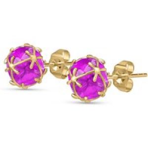 Pink Topaz Loretta Detailed Stud Earrings in 9ct Gold