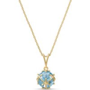 Aquamarine Loretta Detailed Pendant Necklace in 9ct Gold