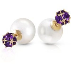 Pearl & Amethyst Leah Detailed Stud Earrings in 9ct Gold
