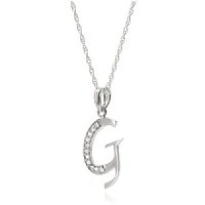 Letter G Diamond Classic Initial Pendant Necklace in 9ct White Gold