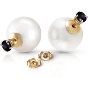 Pearl & Black Diamond Isla Statement Stud Earrings in 9ct Gold