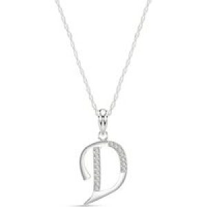 Letter D Diamond Classic Initial Pendant Necklace in 9ct White Gold