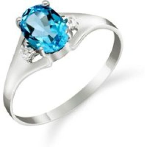 Blue Topaz & Diamond Zoe Embellished Solitaire Ring in 18ct White Gold