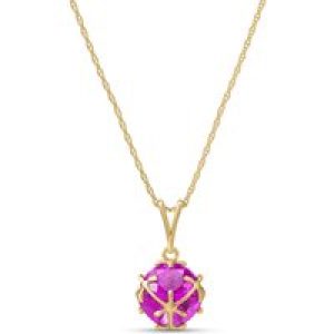 Pink Topaz Loretta Detailed Pendant Necklace in 9ct Gold