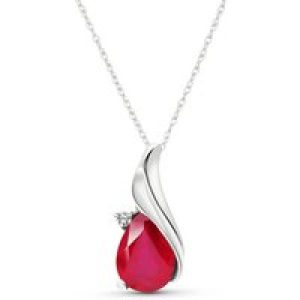 Ruby & Diamond Veronica Pendant Necklace in 9ct White Gold