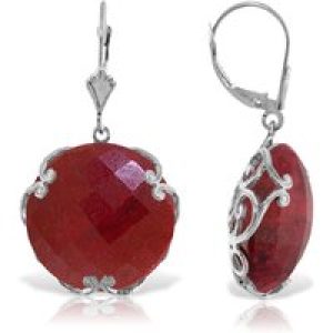 Ruby Maeve Ornate Chequer Drop Earrings in 9ct White Gold