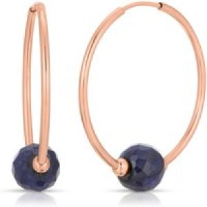 Sapphire Lyra Ball Hoop Earrings in 9ct Rose Gold
