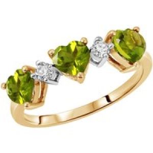 Peridot & Diamond Victoria Trio Heart Ring in 18ct Gold