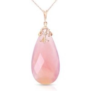 Pink Chalcedony Susannah Signature Filigree Drop Pendant Necklace in 9ct Rose Gold