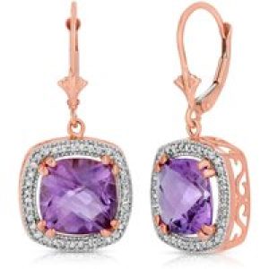 Amethyst & Diamond Imogen Statement Halo Earrings in 9ct Rose Gold