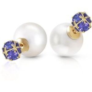 Pearl & Tanzanite Leah Detailed Stud Earrings in 9ct Gold