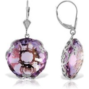 Amethyst Maeve Ornate Chequer Drop Earrings in 9ct White Gold