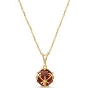 Garnet Loretta Detailed Pendant Necklace in 9ct Gold
