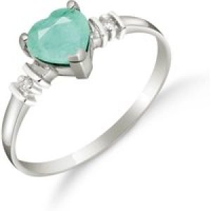 Emerald & Diamond Adelia Classic Heart Ring in 18ct White Gold