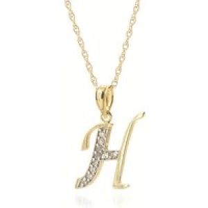 Letter H Diamond Classic Initial Pendant Necklace in 9ct Gold