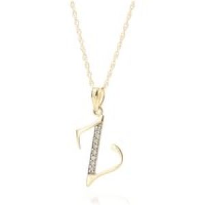 Letter Z Diamond Classic Initial Pendant Necklace in 9ct Gold