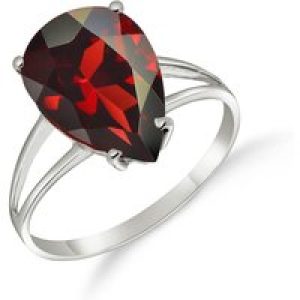 Garnet Audrey Classic Signature Ring in 18ct White Gold
