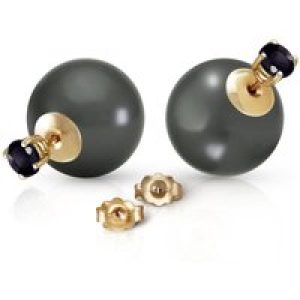 Black Pearl & Black Diamond Isla Statement Stud Earrings in 9ct Gold