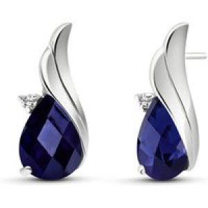 Sapphire & Diamond Veronica Stud Earrings in 9ct White Gold
