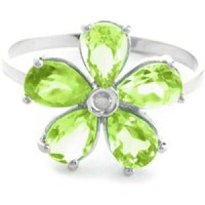 Peridot & Diamond Annabella Blooming Flower Ring in 18ct White Gold