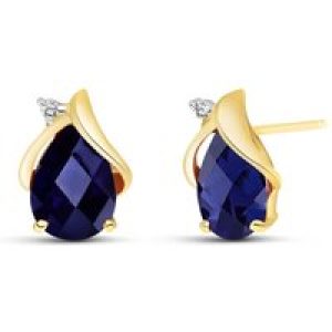 Sapphire & Diamond Bethany Encased Stud Earrings in 9ct Gold